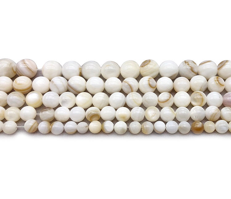 White Yellow Shell Beads  4mm 6mm 8mm 15''