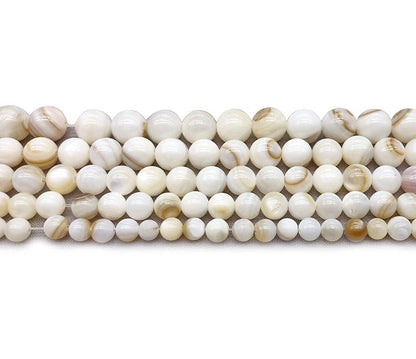 White Yellow Shell Beads  4mm 6mm 8mm 15''