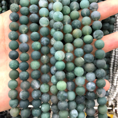 Perles d'agate mousse mate 4 mm 6 mm 8 mm 10 mm 12 mm 15''