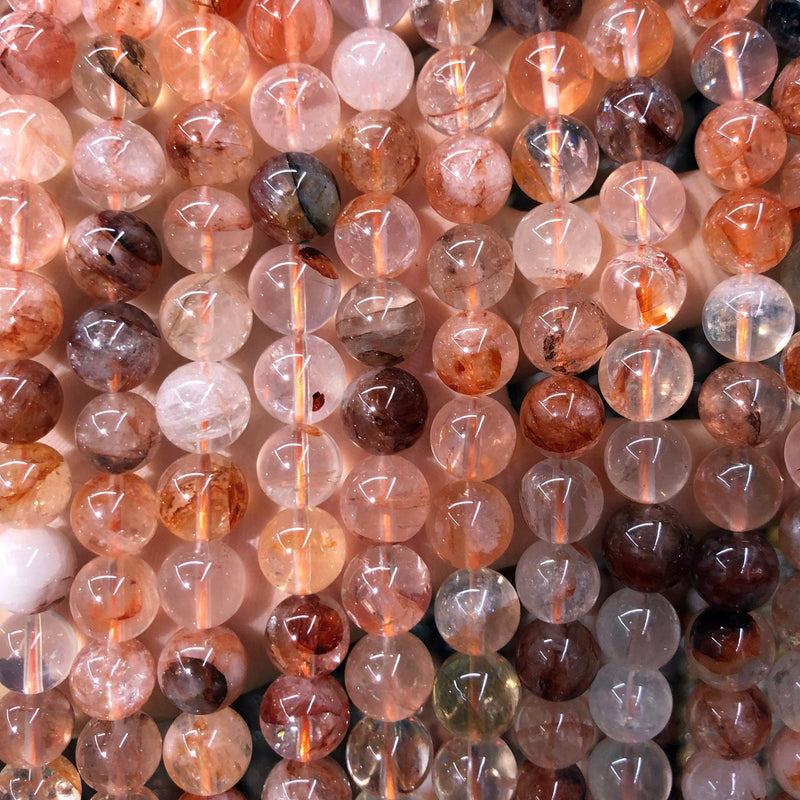 Red Hematoid Crystal Quartz Beads 6mm 8mm 10mm 15''