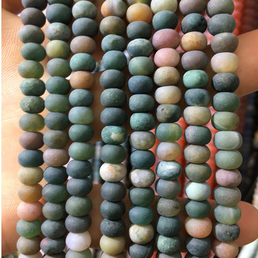 Fancy Agate Rondelle Matte Beads 4x6mm 5x8mm 15''