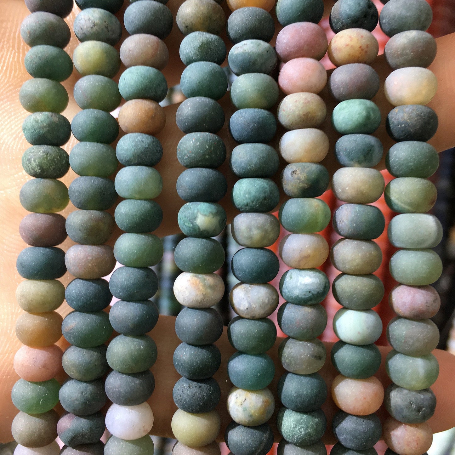 Fancy Agate Rondelle Matte Beads 4x6mm 5x8mm 15''