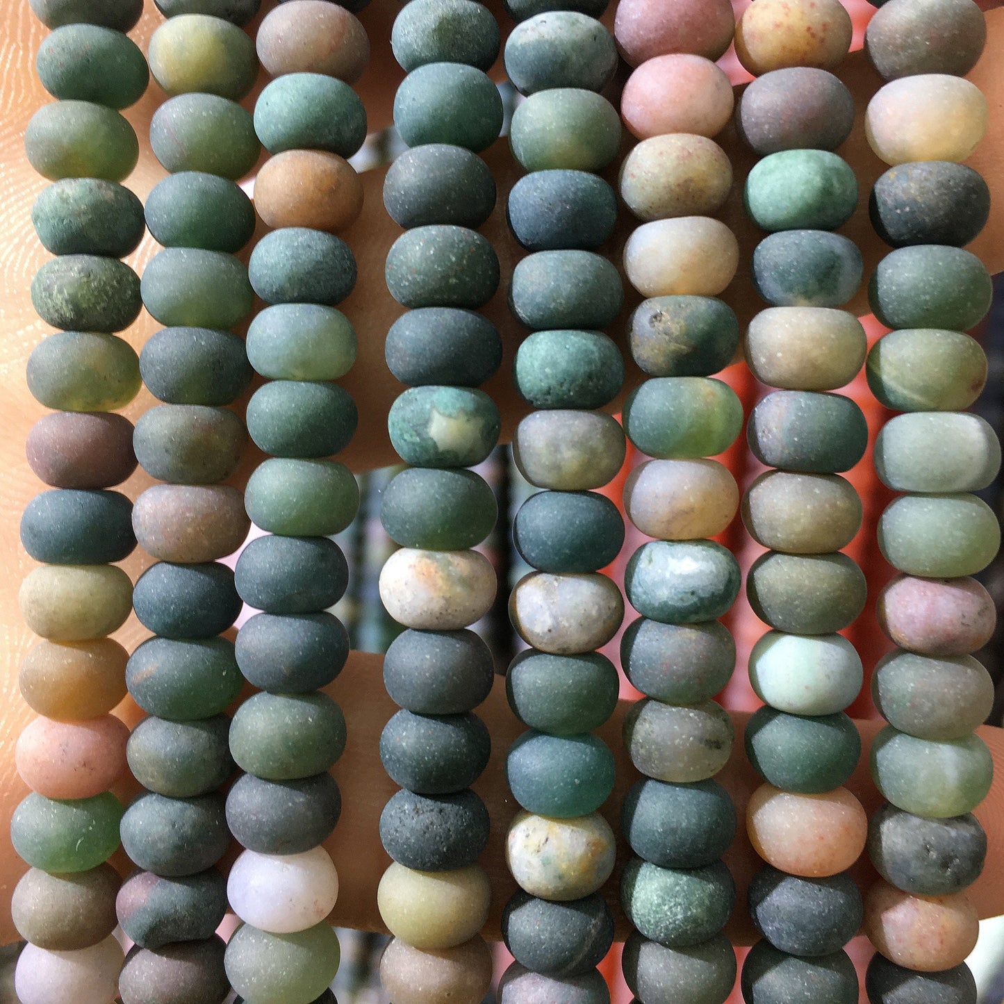 Fancy Agate Rondelle Matte Beads 4x6mm 5x8mm 15''