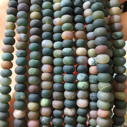 Fancy Agate Rondelle Matte Beads 4x6mm 5x8mm 15''
