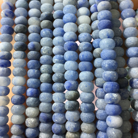 Perles rondelles en aventurine bleue mate 4 x 6 mm, 5 x 8 mm, 15 pouces