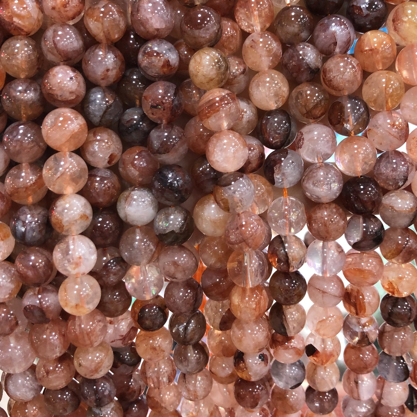 Red Hematoid Crystal Quartz Beads 6mm 8mm 10mm 15''
