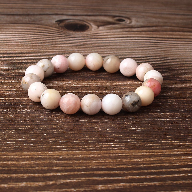 Pink Opal Beads Bracelet 8''
