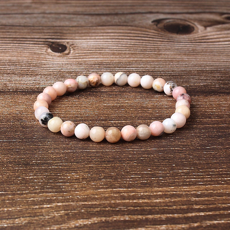 Bracelet de perles d'opale rose 8''