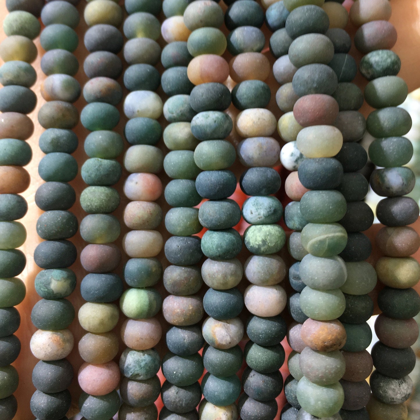 Fancy Agate Rondelle Matte Beads 4x6mm 5x8mm 15''