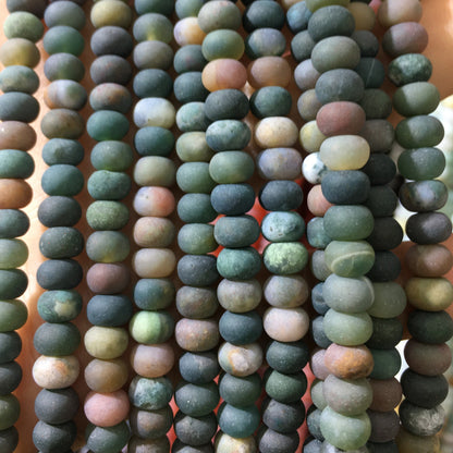 Fancy Agate Rondelle Matte Beads 4x6mm 5x8mm 15''