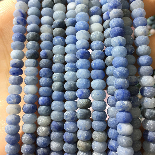 Blue Aventurine Rondelle Matte Beads 4x6mm 5x8mm 15''