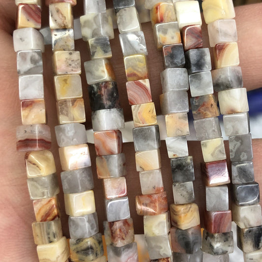 Crazy Agate Cube Beads 4mm 15''