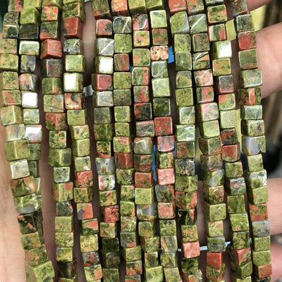 Unakite Cube Beads 4mm 15''