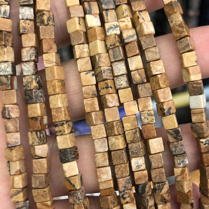 Picture Jasper Cube Beads 4mm 15''