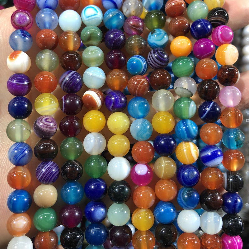 Mix Agate Beads 6mm 8mm 10mm 15''