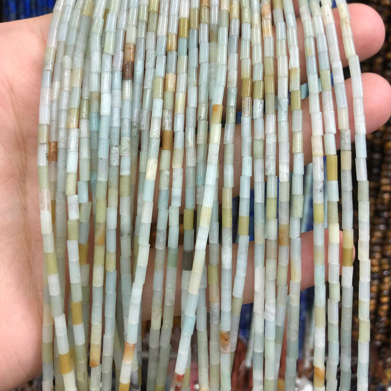 Perles en tube d'amazonite 2x4 mm 15''