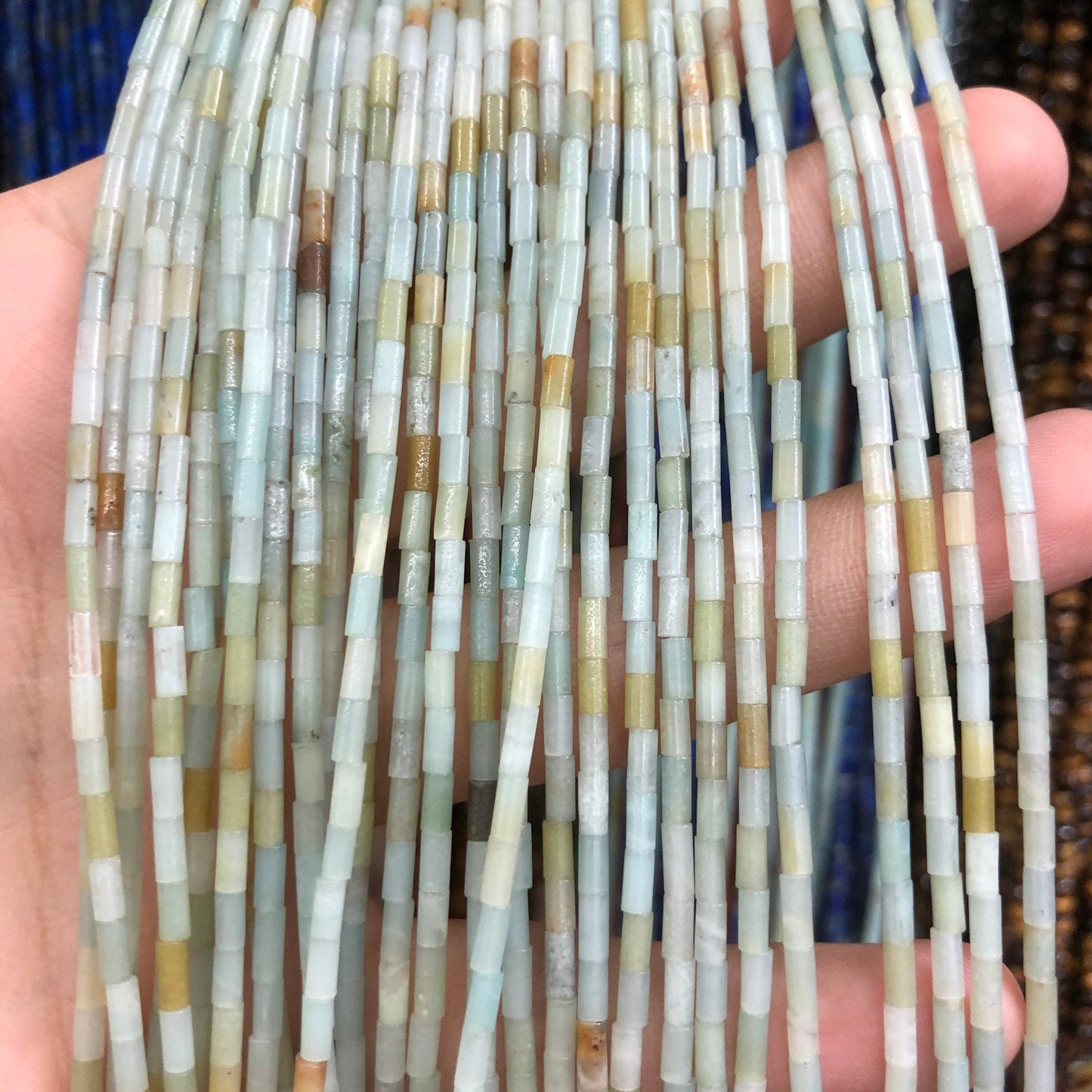 2x4mm Amazonite Tube Beads 15''