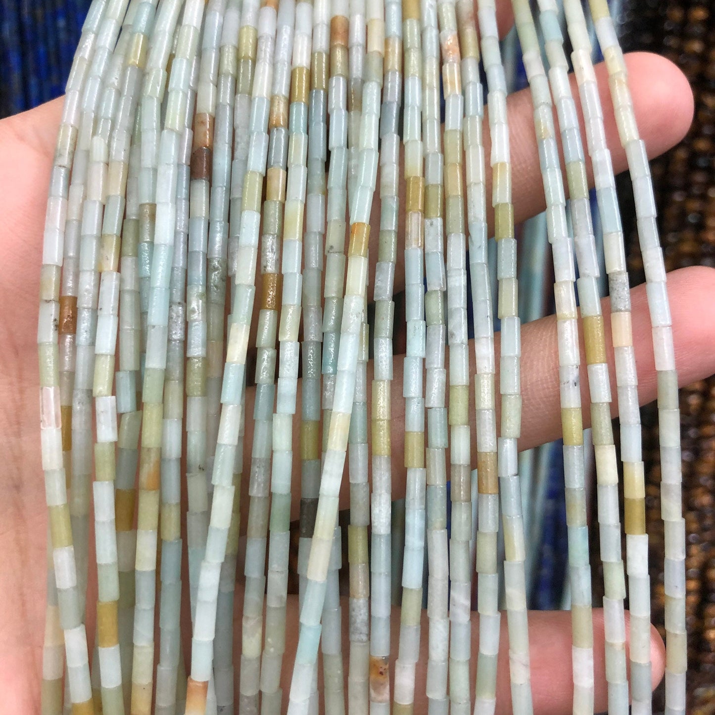 2x4mm Amazonite Tube Beads 15''