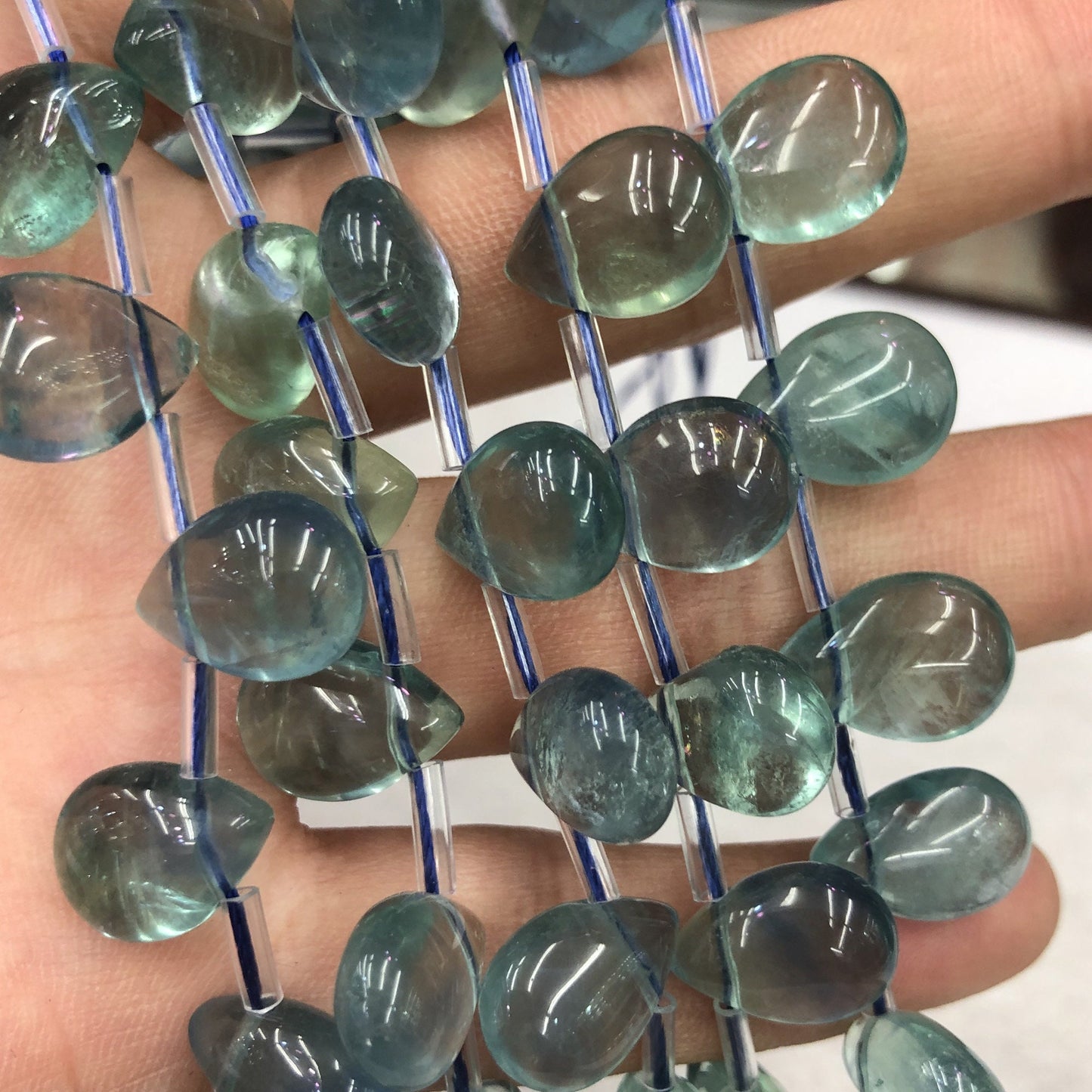 AA+ Purple Green Fluorite Teardrop Beads  10x14mm 13PCS