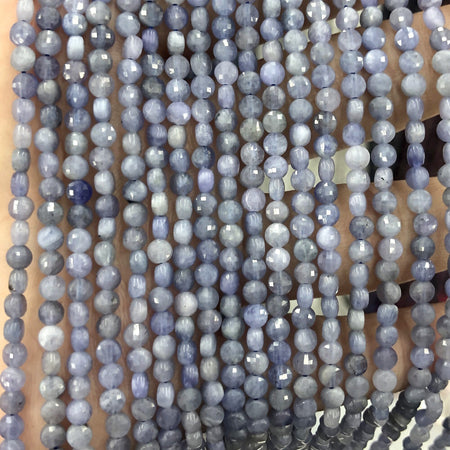 Tanzanite Coin Faceted Beads 4mm 15''