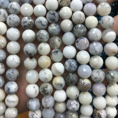 White Opal Faceted Beads 8mm 10mm 15''