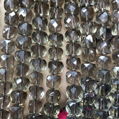 Smoky Quartz Cube Faceted Beads 8mm 15''