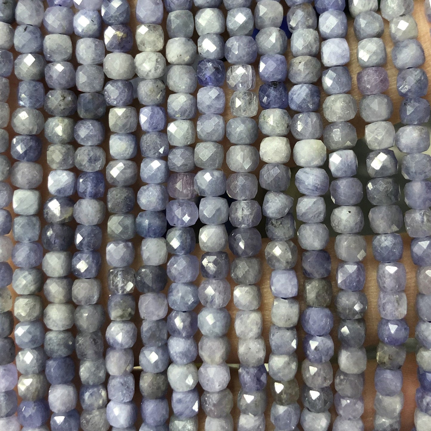 Genuine Tanzanite Cube Faceted Beads 4mm 15''