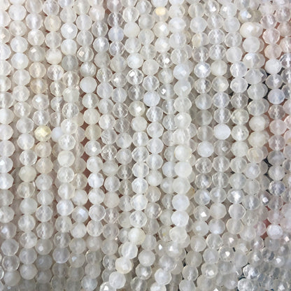 White Moonstone Faceted Beads  3mm 4mm 15''