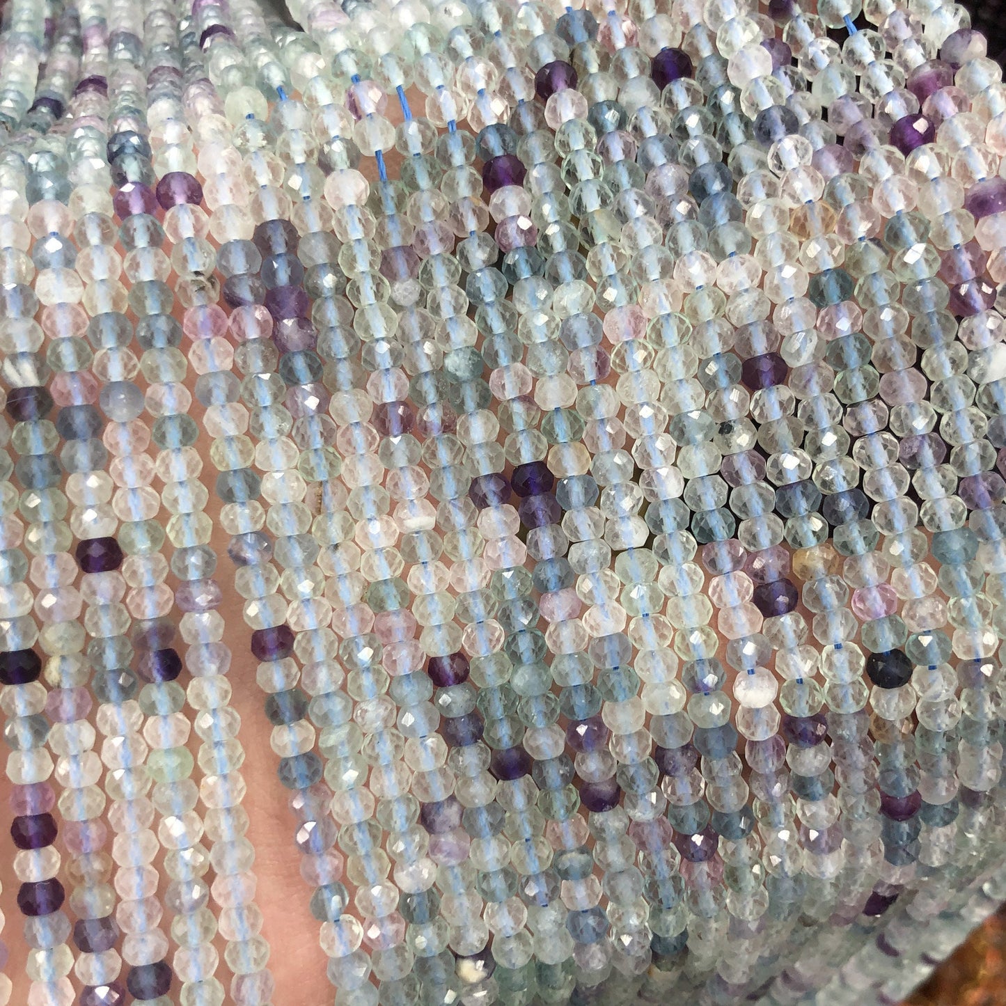 Rainbow Fluorite Faceted Beads  2.8x3.8mm 15''