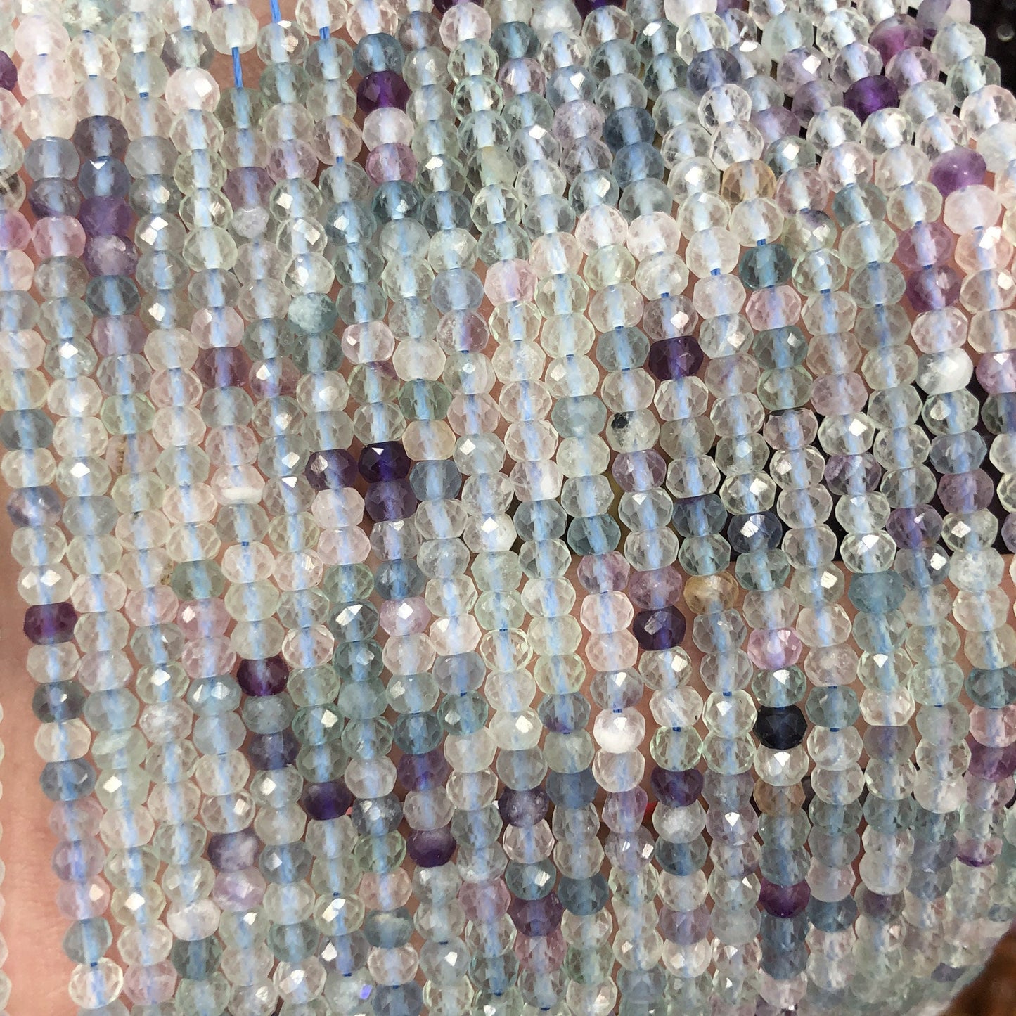 Rainbow Fluorite Faceted Beads  2.8x3.8mm 15''