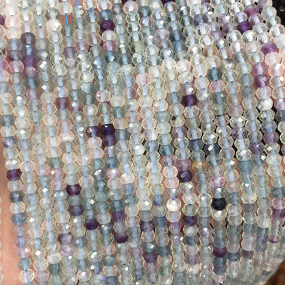 Rainbow Fluorite Faceted Beads  2.8x3.8mm 15''