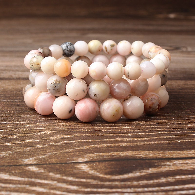 Pink Opal Beads Bracelet 8''