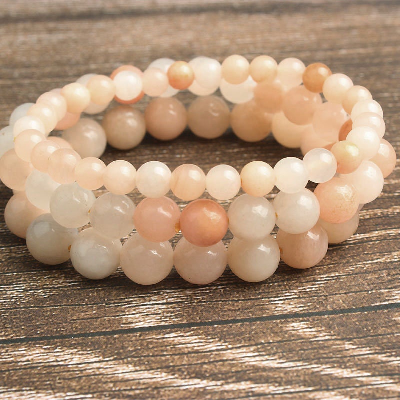 Bracelet de perles d'aventurine rose 8''