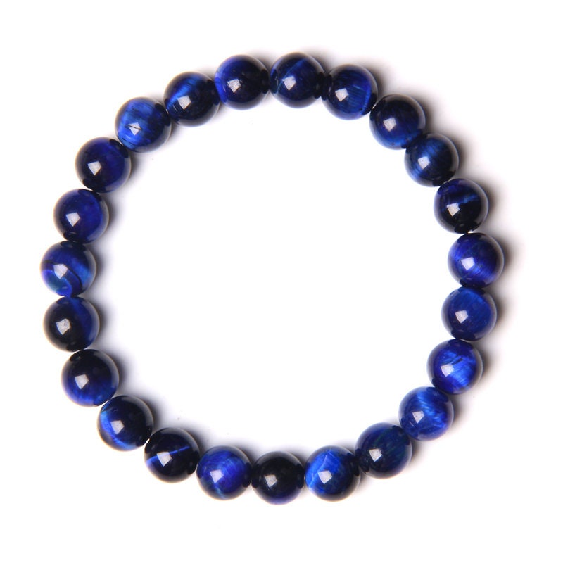 Blue Tiger Eye Stone Bracelet 8''