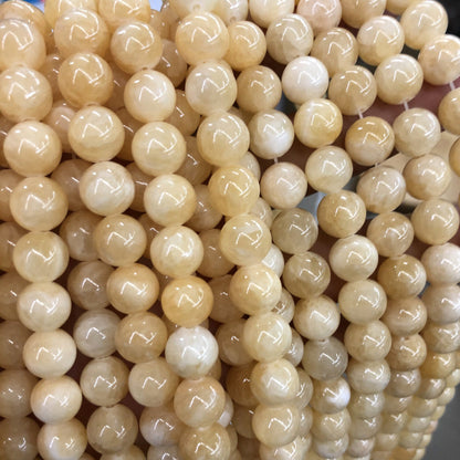 Gul jade, naturlig ædelsten, rund jadesten 4mm 6mm 8mm 10mm 15''