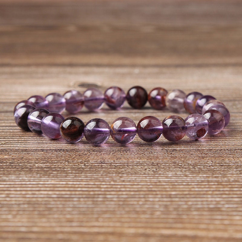 Purple Lodolite Quartz Bracelet 8''