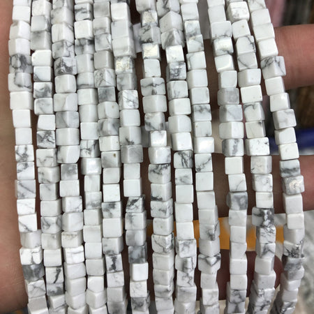 Howlite Cube Beads 4mm 15''