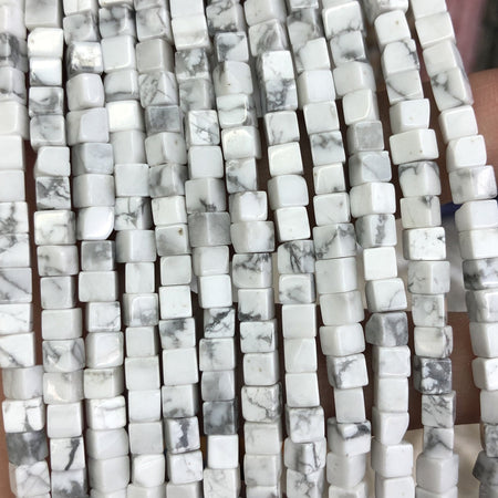 Howlite Cube Beads 4mm 15''