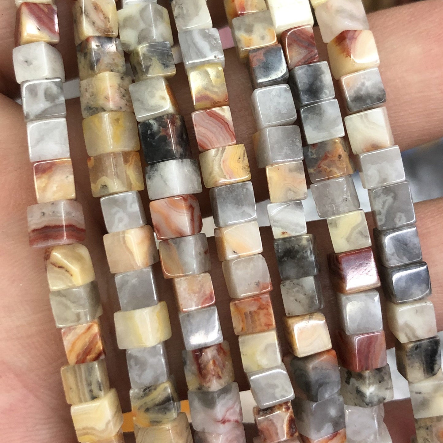 Crazy Agate Cube Beads 4mm 15''