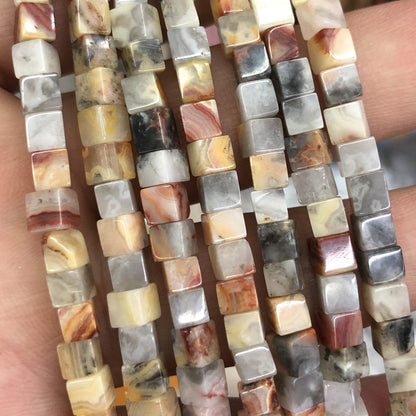 Crazy Agate Cube Beads 4mm 15''