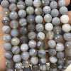 Gray Striped Agate Faceted Beads 6mm 8mm 10mm 12mm