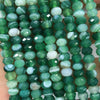 Perles à facettes en agate verte rayée, rondelles 4 x 6 mm, 38 cm