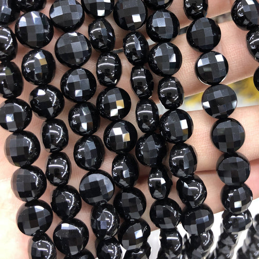 Onyx Coin Faceted Beads Natural Gemstone Beads 6mm 8mm 10mm