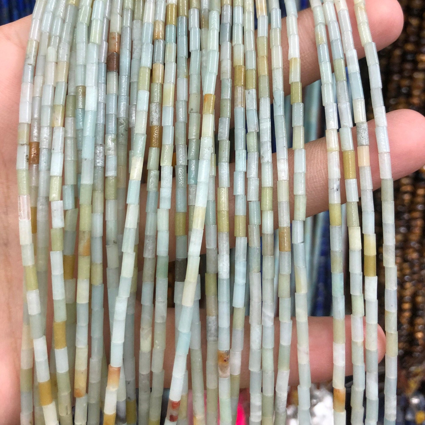 2x4mm Amazonite Tube Beads 15''