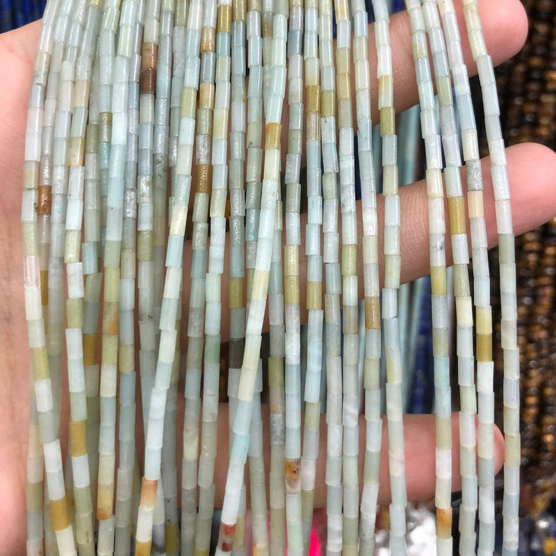 Perles en tube d'amazonite 2x4 mm 15''