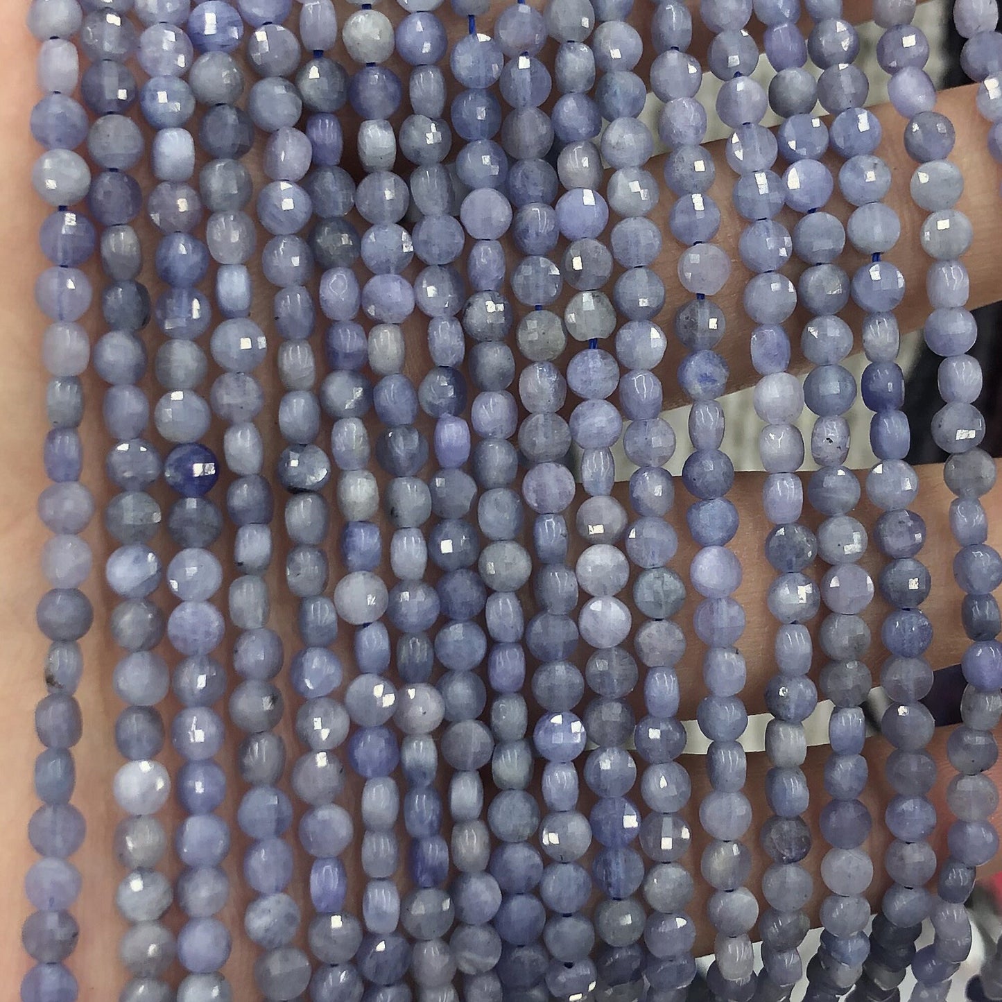 Genuine Tanzanite Coin Faceted Beads 4mm 15''