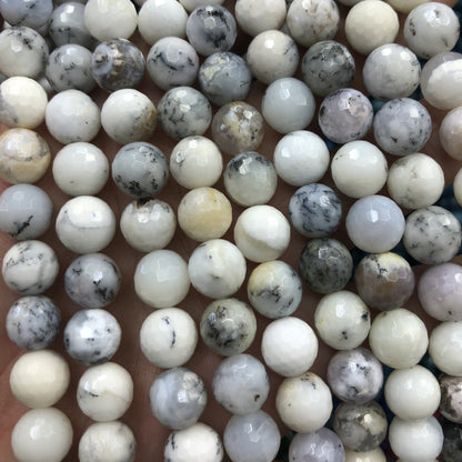 White Opal Faceted Beads 8mm 10mm 15''