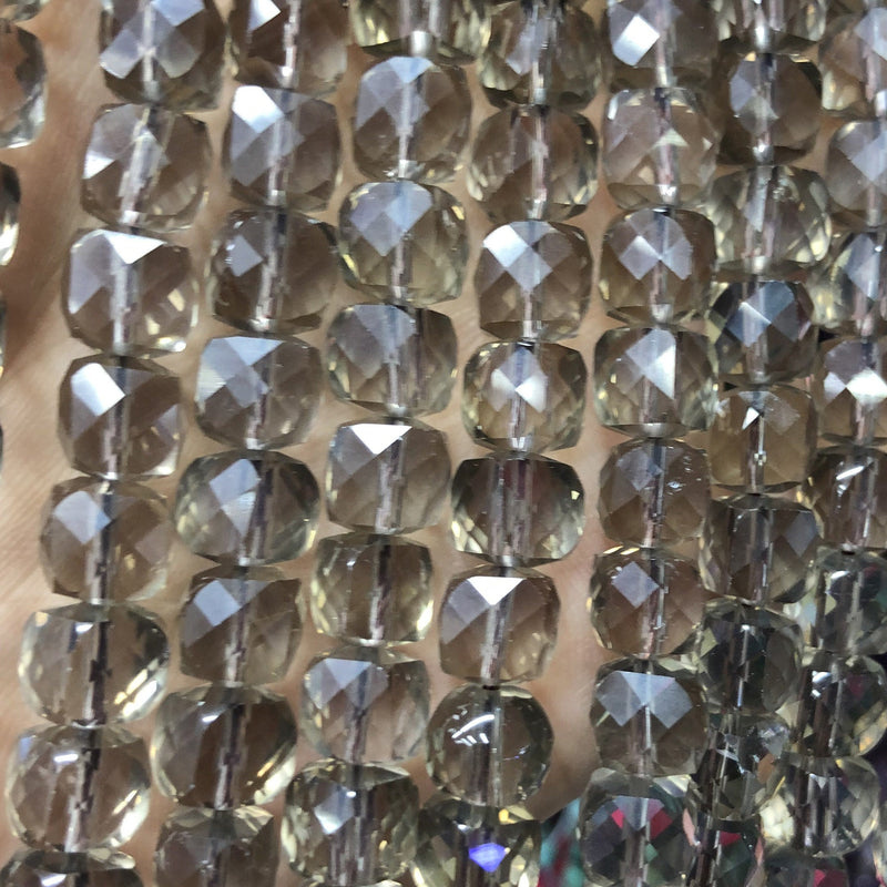 Smoky Quartz Cube Faceted Beads 8mm 15''