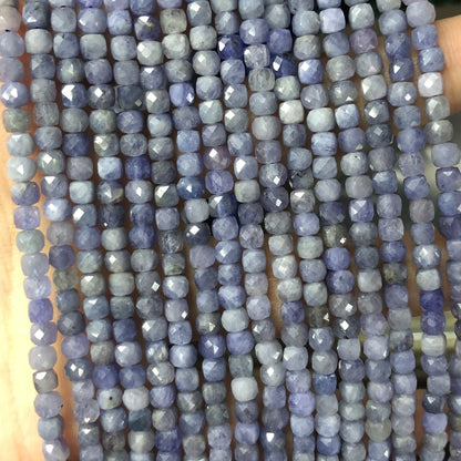 Genuine Tanzanite Cube Faceted Beads 4mm 15''