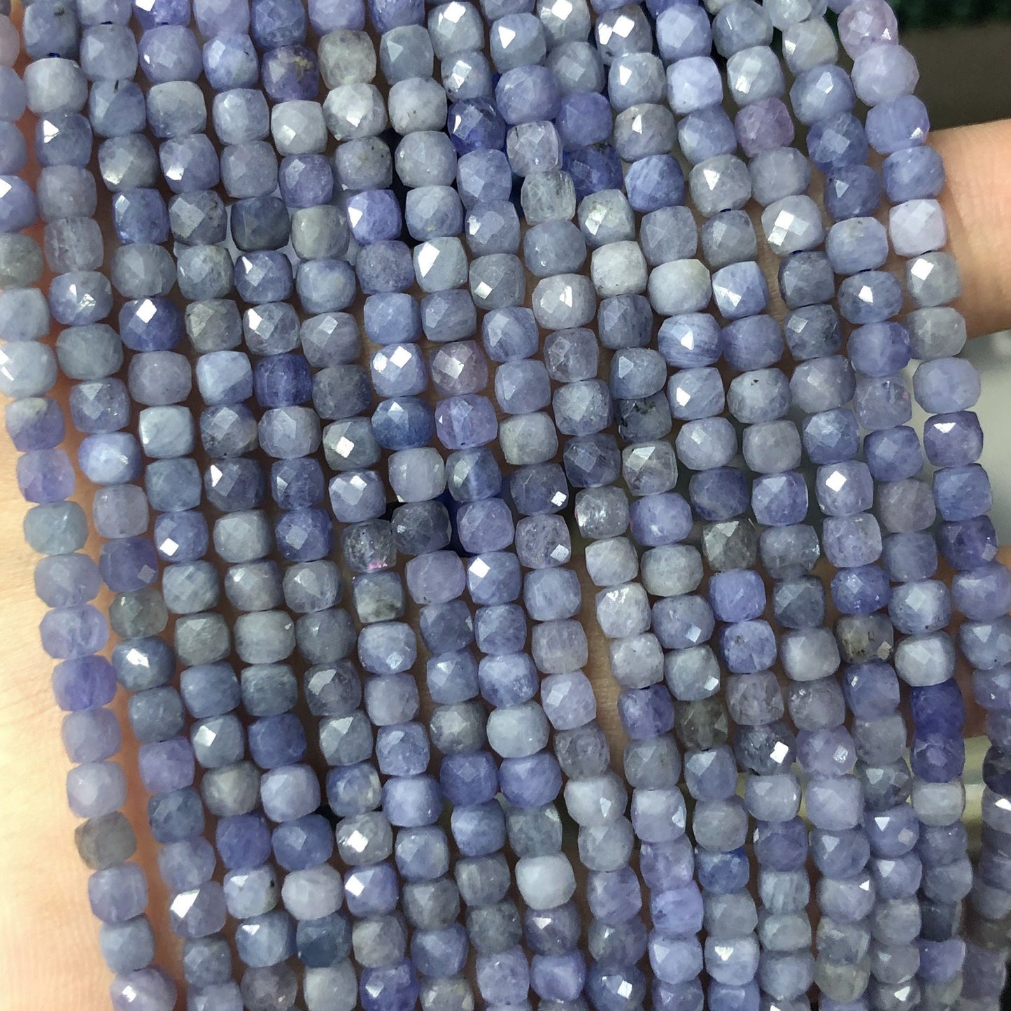 Genuine Tanzanite Cube Faceted Beads 4mm 15''